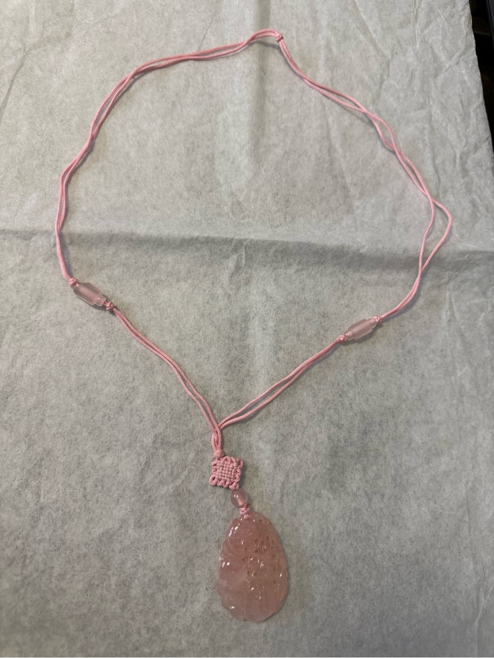 Delicate Pink Carved Teardrop Pendant Necklace - Women Jewelry